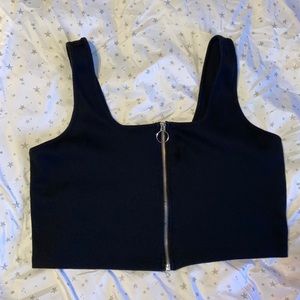 Black zip up crop top